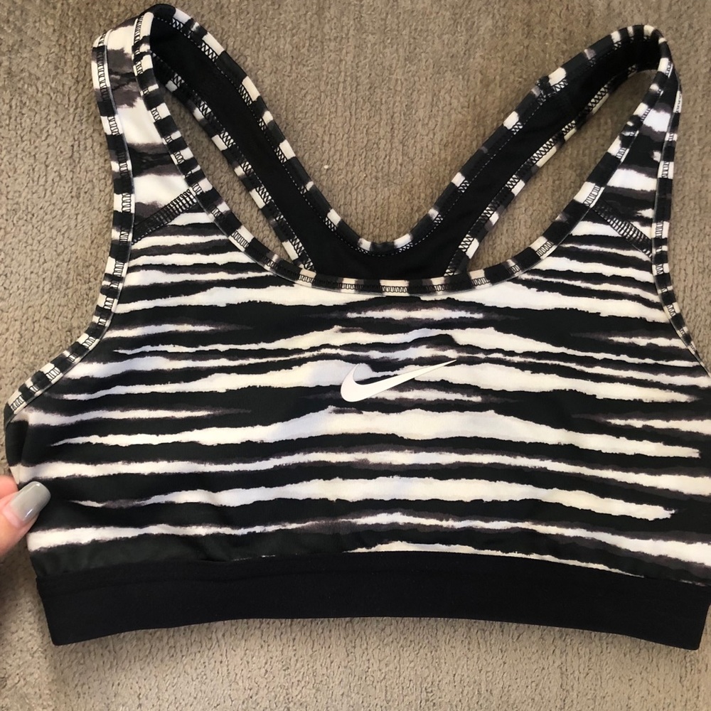Nike zebra striped sports bra size small